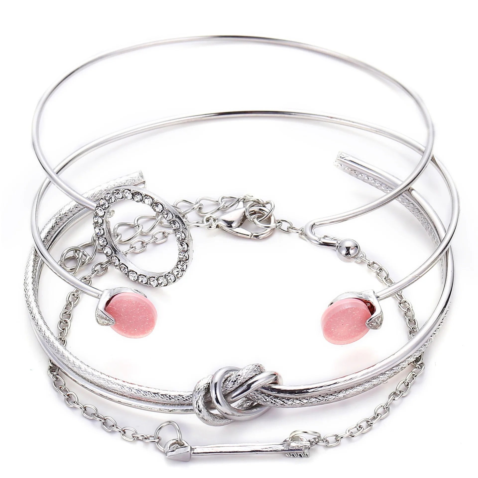 Bohemian Metal Chain Bracelet Set For Women Geometric Gold Color Thick Link Chain Open Bangle Female Fashion Jewelry--ANDROMEDA QUINNS | AURELLE'S-ANDROMEDA QUINNS | AURELLE'S