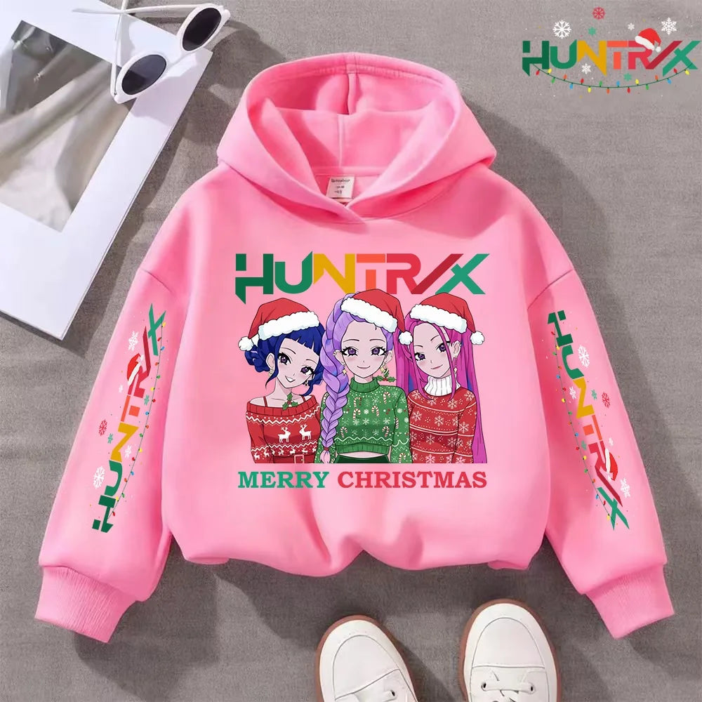 KPop Demon Hunters Hoody Y2K KPop Demon Hunters Christmas Hoodies Girls Boys Rumi Autumn Casual Long Sleeve Children's Clothing