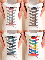 1Pair/2Pairs/4Pairs No Tie Shoe Laces Colorful Buckle Shoelaces Pearl Light Colorful Fashion Without Ties Elastic Laces Sneaker--ANDROMEDA QUINNS | AURELLE'S-ANDROMEDA QUINNS | AURELLE'S