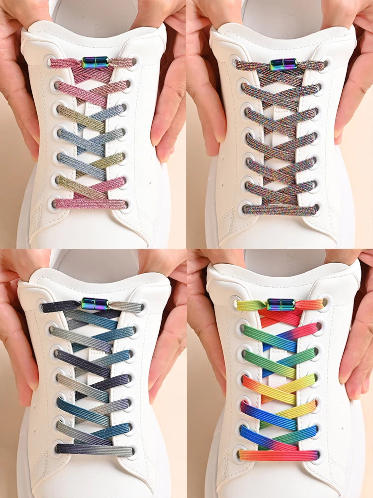 1Pair/2Pairs/4Pairs No Tie Shoe Laces Colorful Buckle Shoelaces Pearl Light Colorful Fashion Without Ties Elastic Laces Sneaker--ANDROMEDA QUINNS | AURELLE'S-ANDROMEDA QUINNS | AURELLE'S