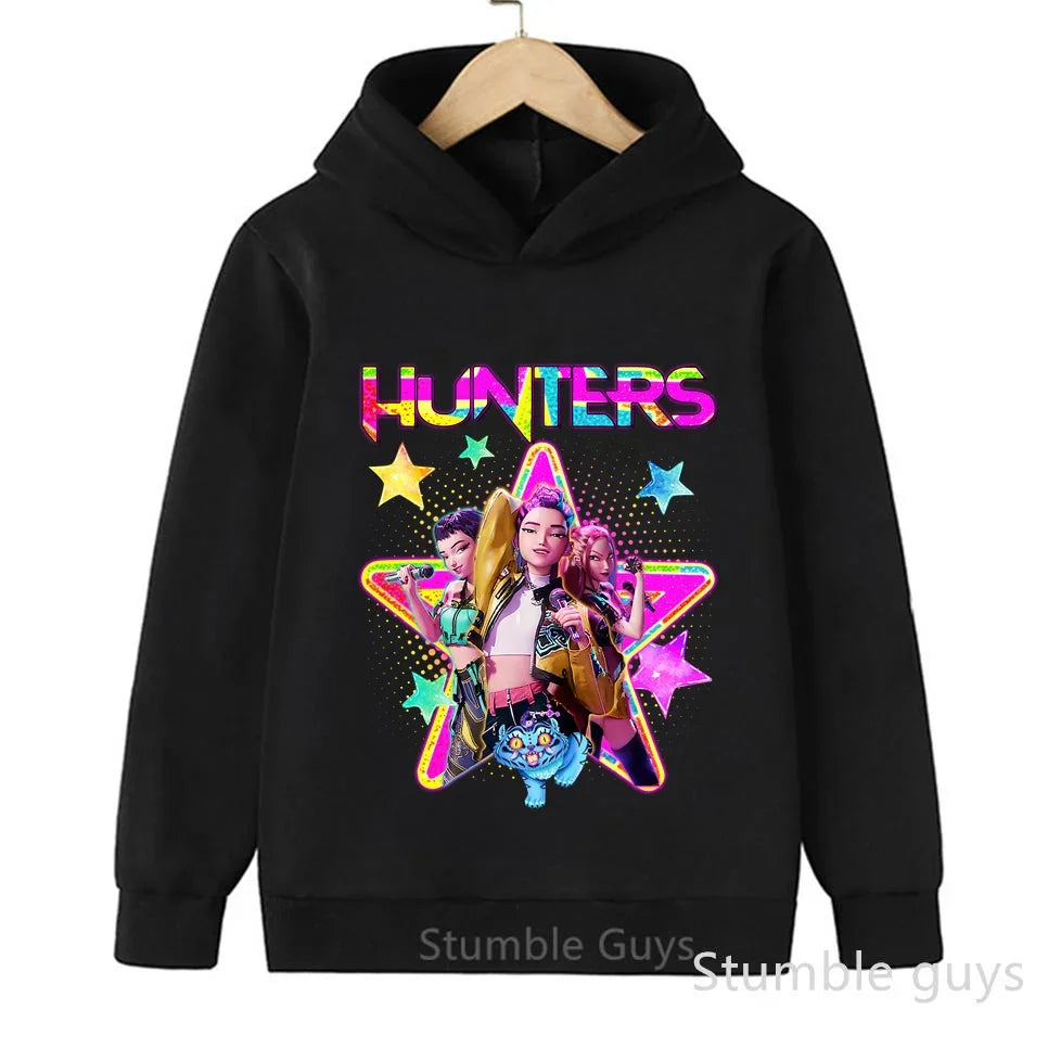 Fashion Casual Kpop Demon Hunters Hoodie Set Boys Girls Kids Autumn Anime Sweatshirts Trucksuit Wear