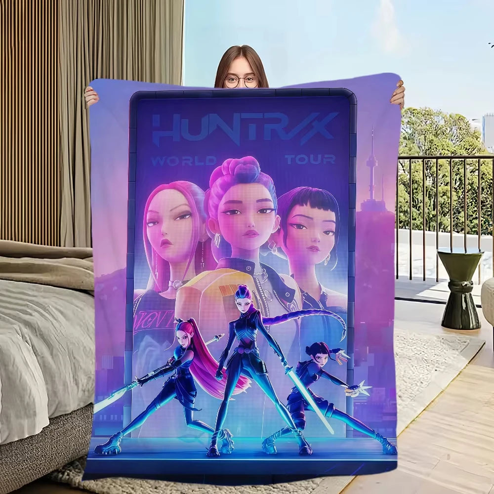Blanket Kpop Warm Soft Demon Plush Blanket For Sofa Living Room Office Bedroom Travel Hunters Gift Flannel Multifunctional