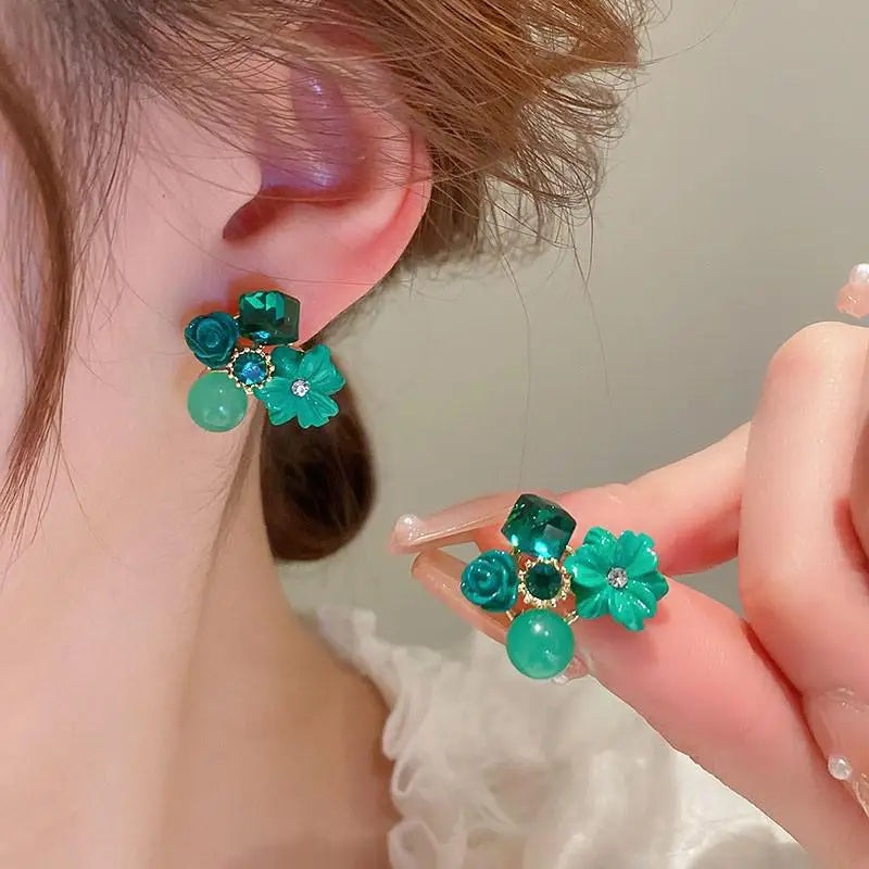 925 Silver Needle Vintage Green Crystal Butterfly Drop Earrings For Women Jewelry 2025 Trending Luxury Zircon Women's Earrings--ANDROMEDA QUINNS | AURELLE'S-ANDROMEDA QUINNS | AURELLE'S