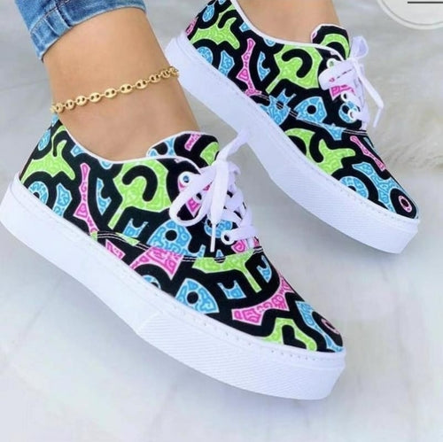 2022 Fashion Graffiti Women Sneakers Trainers Shoes--ANDROMEDA QUINNS | AURELLE'S-ANDROMEDA QUINNS | AURELLE'S
