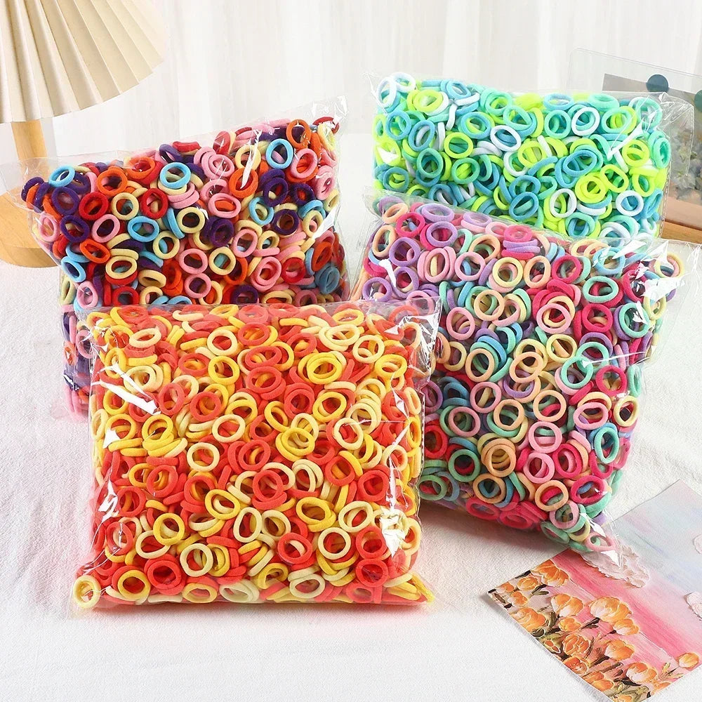 50Pcs/bag Colorful Basic Nylon Ealstic Hair Ties for Girls Ponytail Hold Scrunchie Rubber Band Kid Fashion Hair Accessories--ANDROMEDA QUINNS | AURELLE'S-ANDROMEDA QUINNS | AURELLE'S