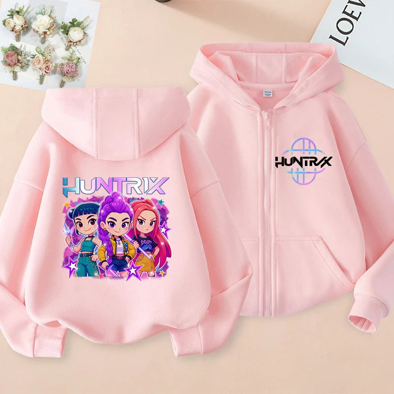 Y2k  Zip Up Sweatshirts Kpop Demon Hunters Hoodie Coat Children Clothes Kid Girl Boy Sweatshirt Zipper Hoody Baby Casual Top