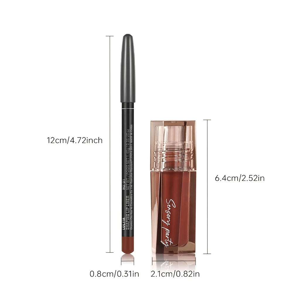 Hydrating Lip Gloss & Lip Liner Set - Define Your Lips with 3D Precision,Perfectly Versatile for Every Makeup Style--ANDROMEDA QUINNS | AURELLE'S-ANDROMEDA QUINNS | AURELLE'S