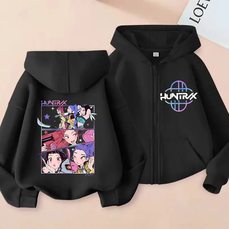 Y2k  Zip Up Sweatshirts Kpop Demon Hunters Hoodie Coat Children Clothes Kid Girl Boy Sweatshirt Zipper Hoody Baby Casual Top