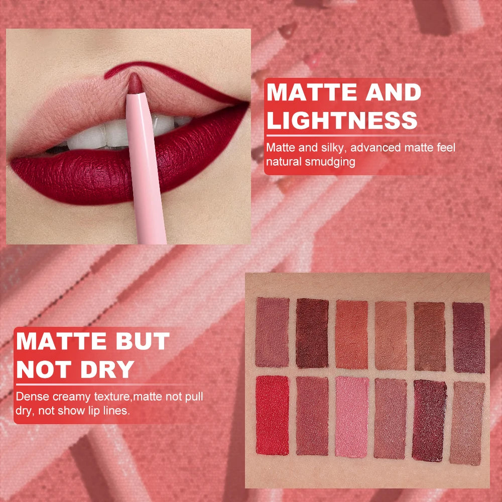 6pcs Lip Liner Pen Set Long-Lasting, Waterproof Sweatproof, Easy Coloring Non-fading Color Rendering Lip Gloss Set Beauty Makeup--ANDROMEDA QUINNS | AURELLE'S-ANDROMEDA QUINNS | AURELLE'S