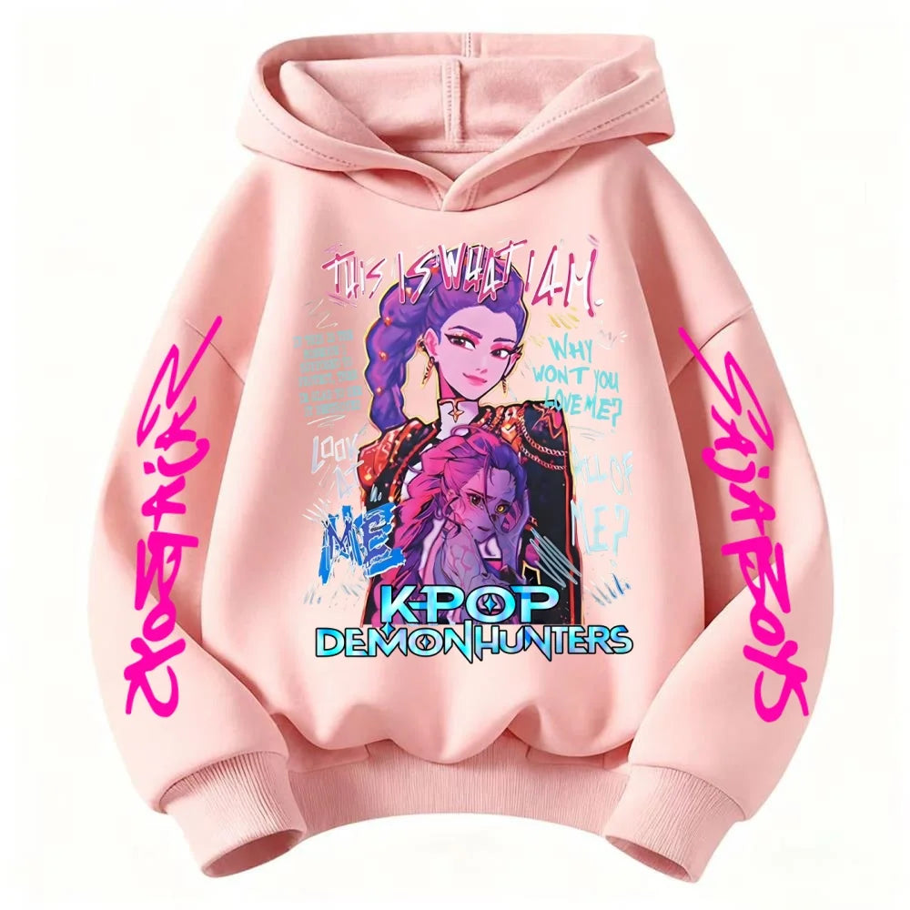 Children's KPOP Huntrix Rumi Pattern Sweatshirt Cartoon Character Printed Casual Long Sleeve Boys' and Girls' Hoodies