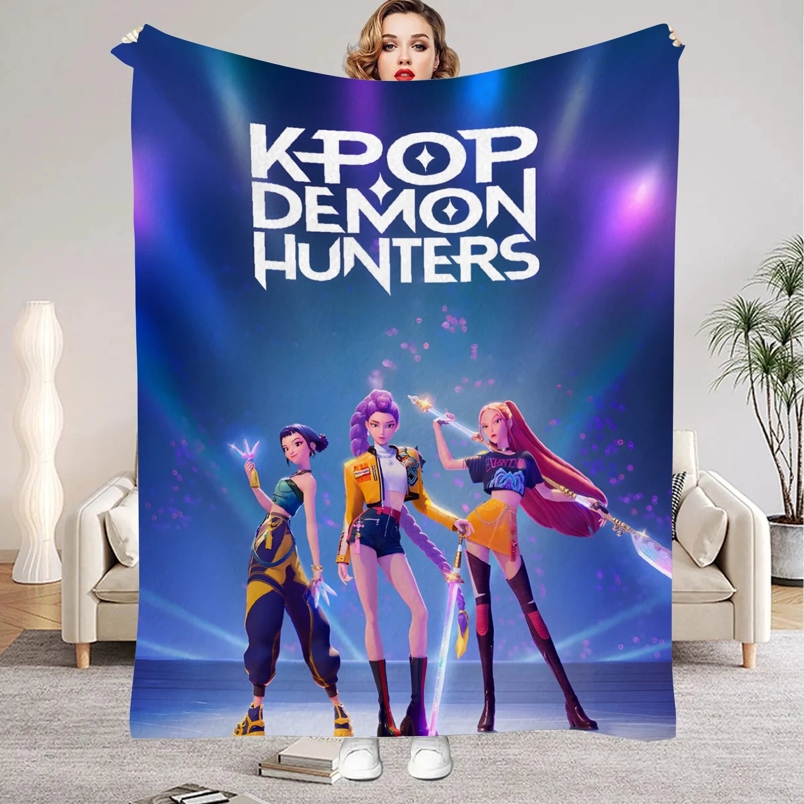 Rumi K-Pop Blanket Demon Hunters Blanket Girls Boys Plush Throw Blanket Kids Gift 3D Printing Ded Blanket Girls Gift Decoration