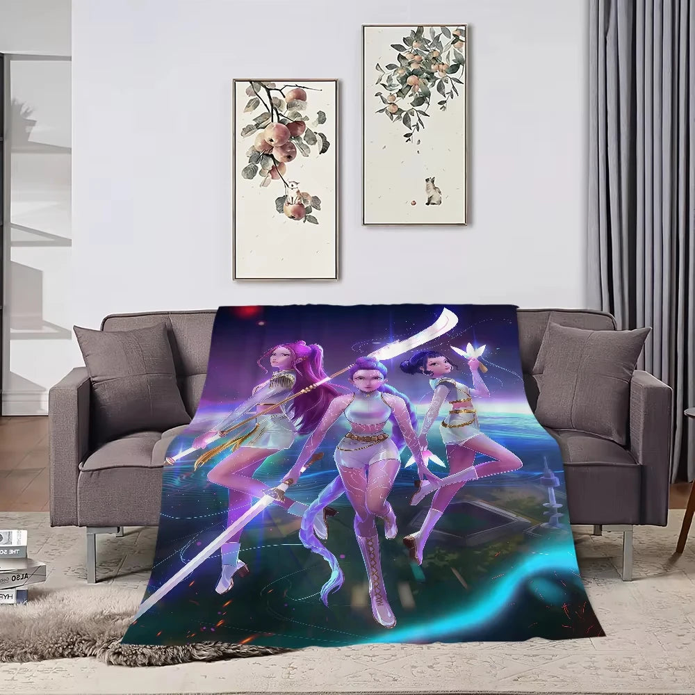 Blanket Kpop Warm Soft Demon Plush Blanket For Sofa Living Room Office Bedroom Travel Hunters Gift Flannel Multifunctional