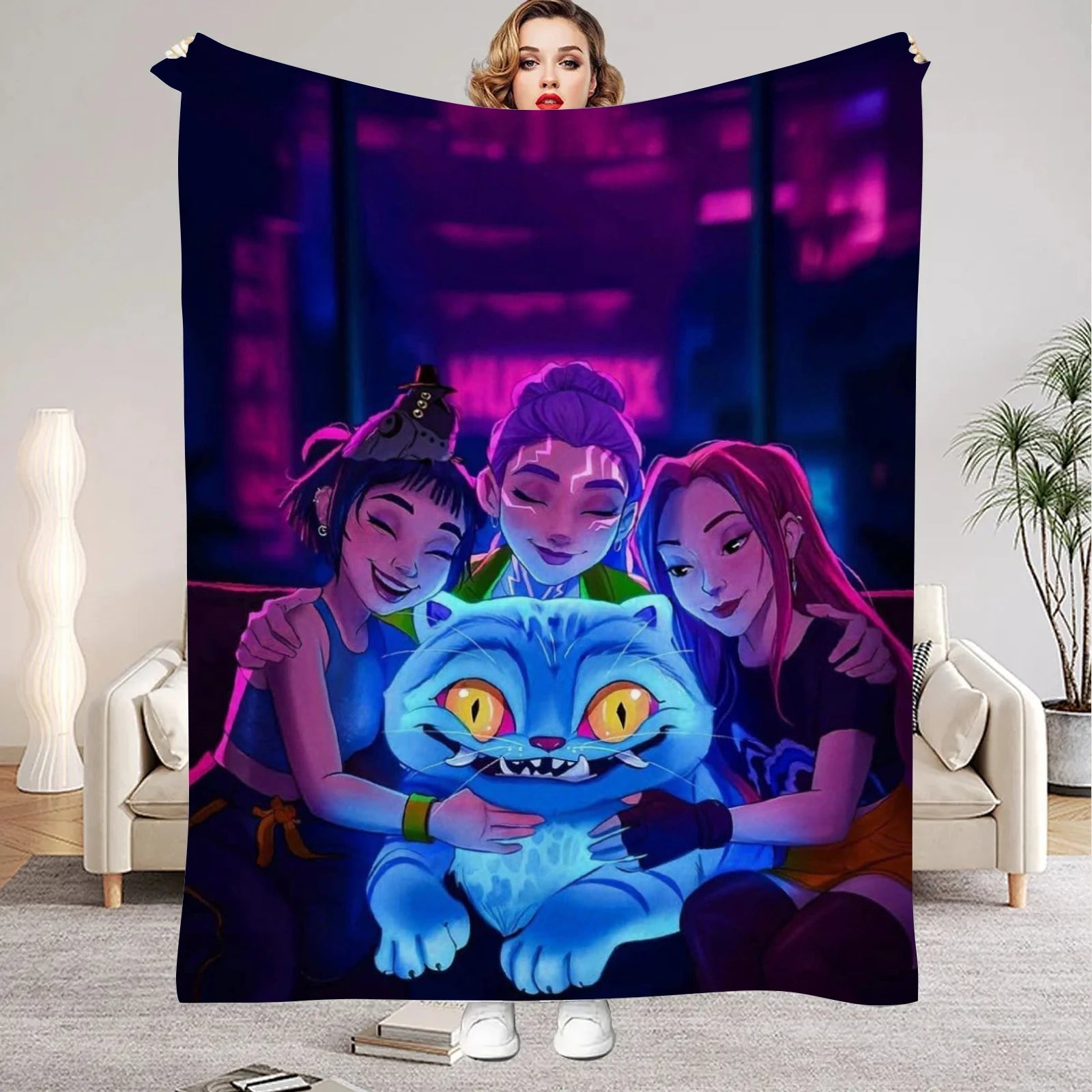 Rumi K-Pop Blanket Demon Hunters Blanket Girls Boys Plush Throw Blanket Kids Gift 3D Printing Ded Blanket Girls Gift Decoration