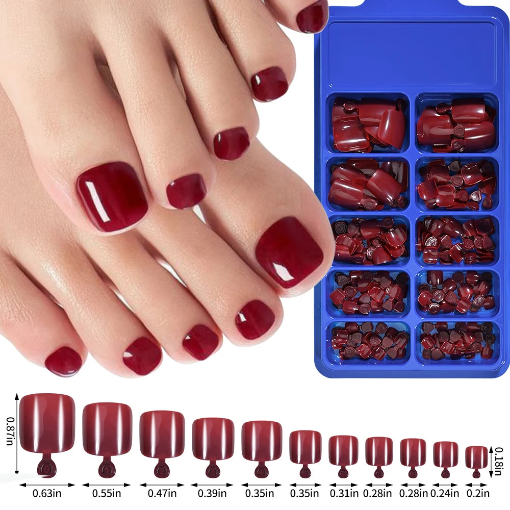 100pcs Fake Toenail Natural White Press On Toe Foot Full Cover Square Nails Art Tips Artificial Acrylic False Nail Manicure Tool--ANDROMEDA QUINNS | AURELLE'S-ANDROMEDA QUINNS | AURELLE'S