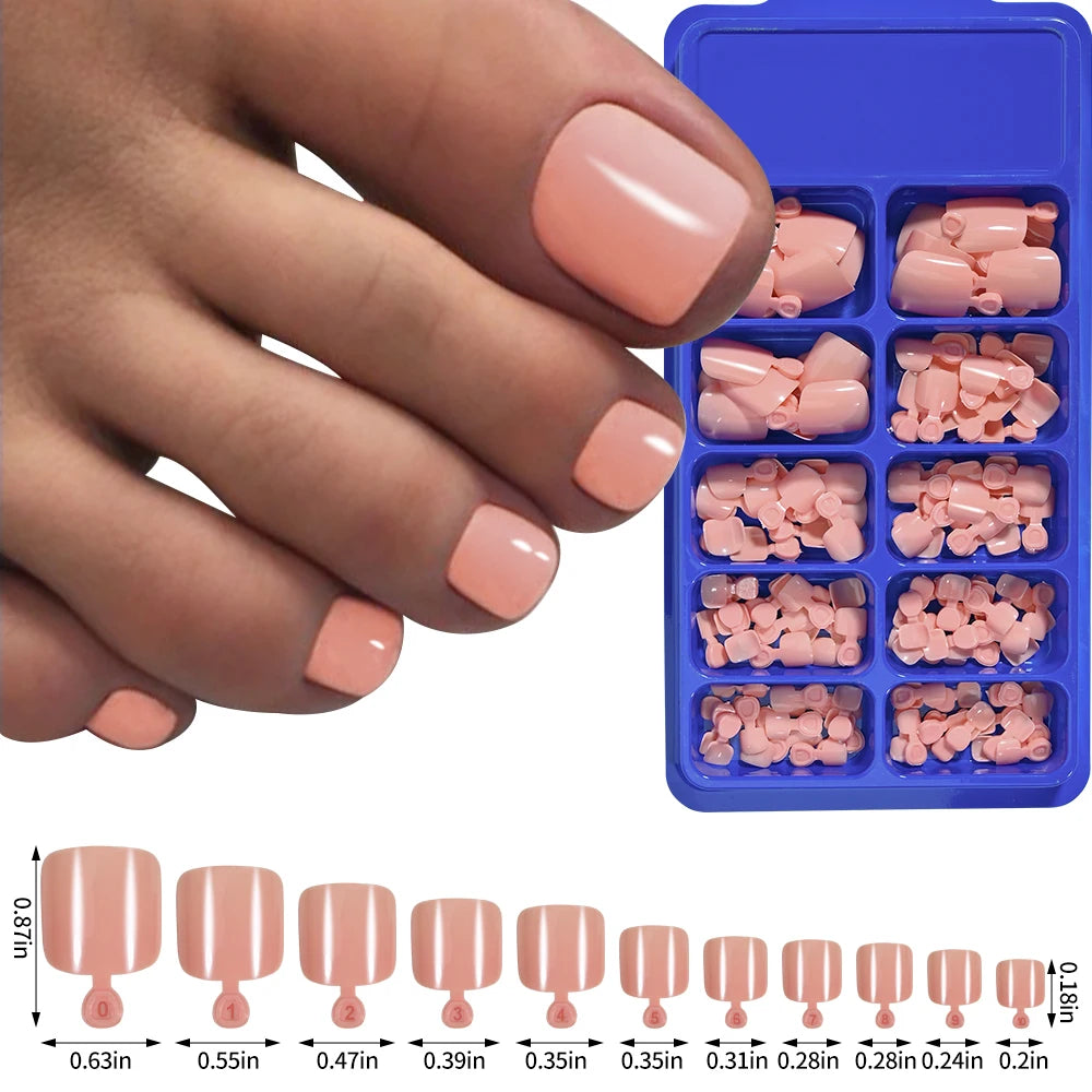100pcs Fake Toenail Natural White Press On Toe Foot Full Cover Square Nails Art Tips Artificial Acrylic False Nail Manicure Tool--ANDROMEDA QUINNS | AURELLE'S-ANDROMEDA QUINNS | AURELLE'S