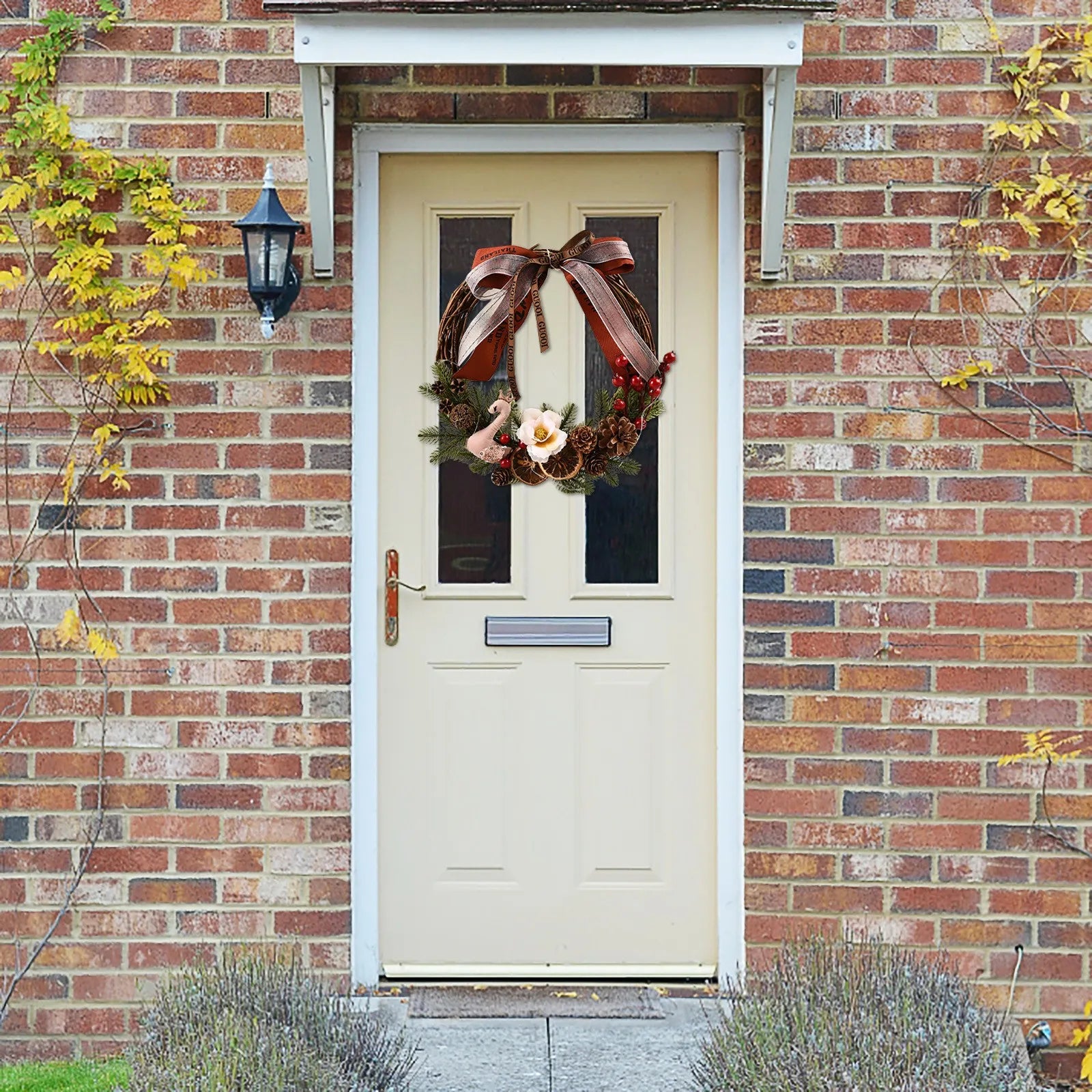 Christmas Swan Wreaths Art Decorations Thanksgiving Indoor Outdoor Home Decorative Wreath Wall Door Hanging Decorative Ornament--ANDROMEDA QUINNS | AURELLE'S-ANDROMEDA QUINNS | AURELLE'S