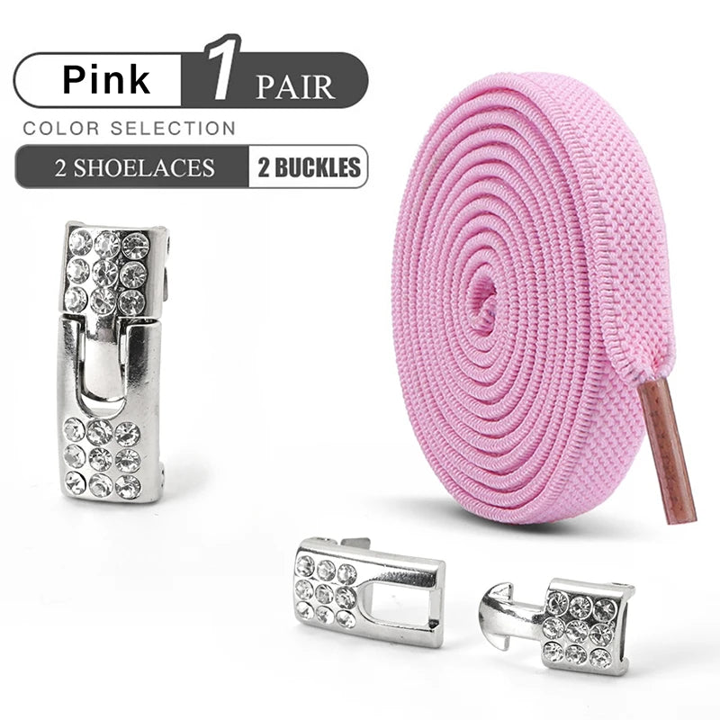 No Tie Shoe Laces Diamond Buckle Elastic Laces Shoelaces Sneaker Kids Adult Shoelace Suitable For Sports Casual Shoes Boots--ANDROMEDA QUINNS | AURELLE'S-ANDROMEDA QUINNS | AURELLE'S