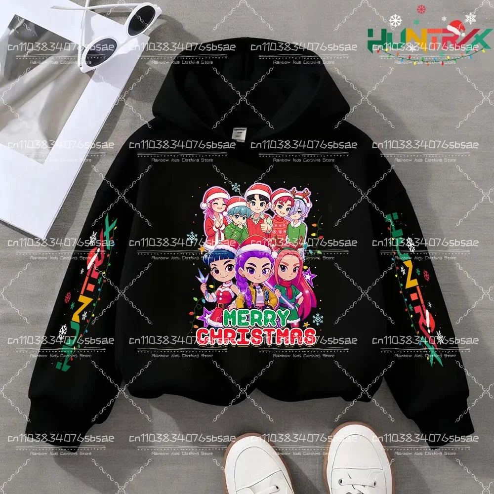KPop Demon Hunters Hoody Y2K KPop Demon Hunters Christmas Hoodies Girls Boys Rumi Autumn Casual Long Sleeve Children's Clothing