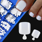 100pcs Fake Toenail Natural White Press On Toe Foot Full Cover Square Nails Art Tips Artificial Acrylic False Nail Manicure Tool--ANDROMEDA QUINNS | AURELLE'S-ANDROMEDA QUINNS | AURELLE'S