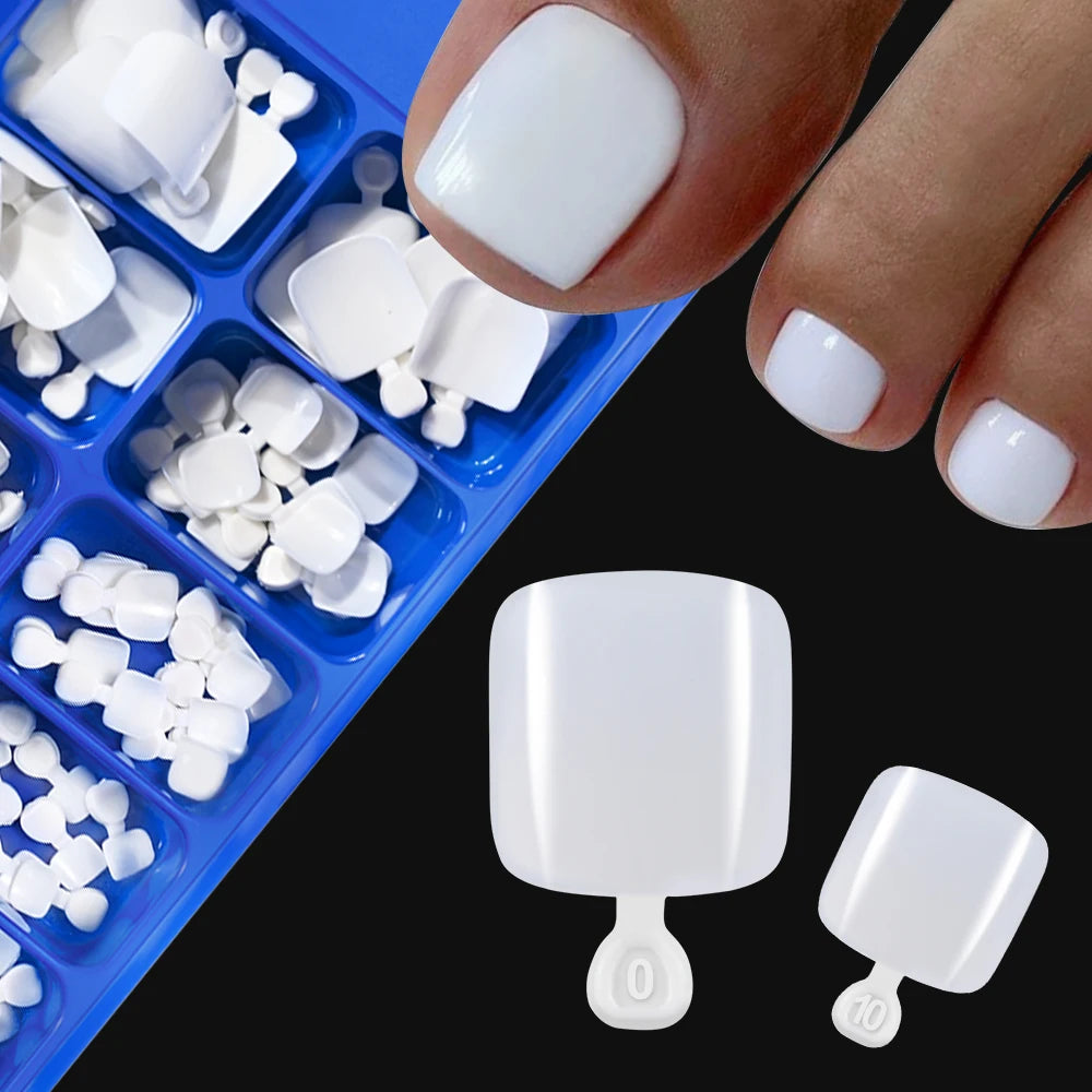 100pcs Fake Toenail Natural White Press On Toe Foot Full Cover Square Nails Art Tips Artificial Acrylic False Nail Manicure Tool--ANDROMEDA QUINNS | AURELLE'S-ANDROMEDA QUINNS | AURELLE'S