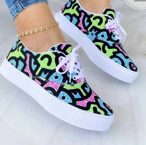 2022 Fashion Graffiti Women Sneakers Trainers Shoes--ANDROMEDA QUINNS | AURELLE'S-ANDROMEDA QUINNS | AURELLE'S