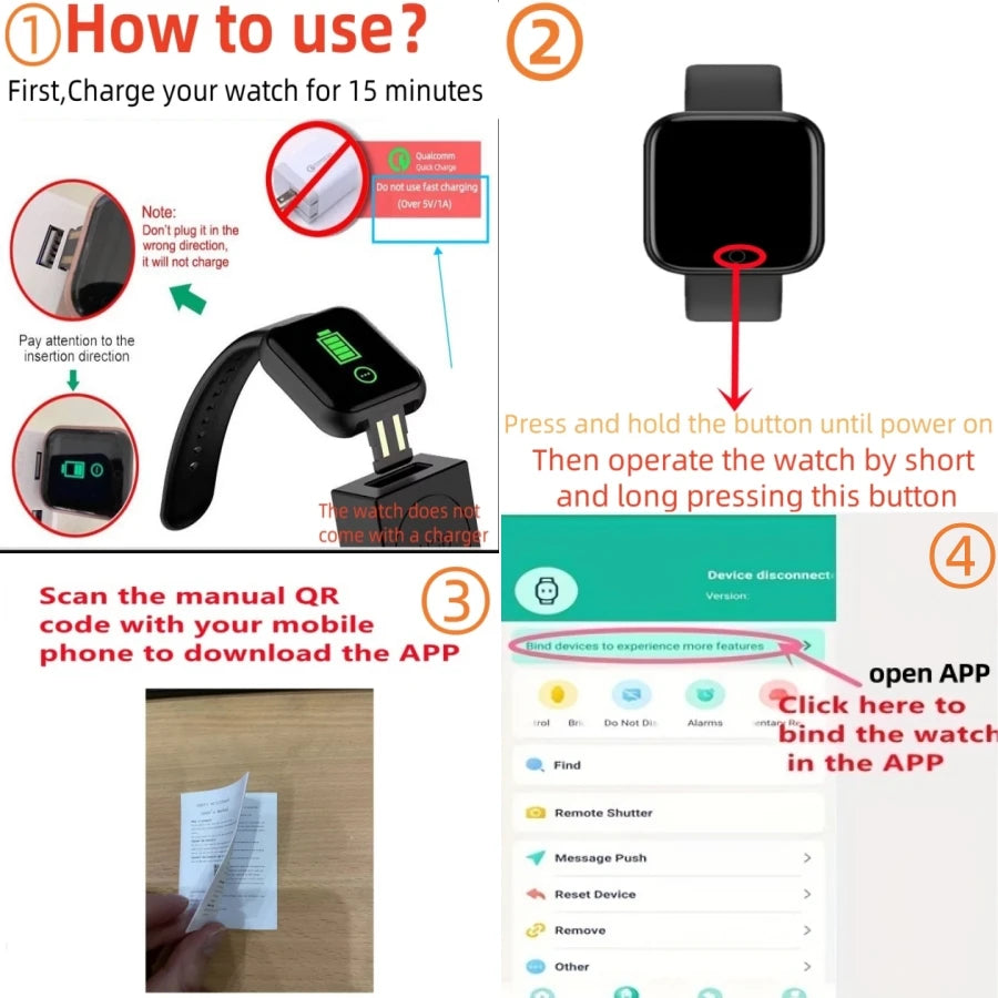 Smart Watch For Men Women  Bluetooth Connect Music Player Fitness Sport Bracelet Health Monitor--ANDROMEDA QUINNS | AURELLE'S-ANDROMEDA QUINNS | AURELLE'S