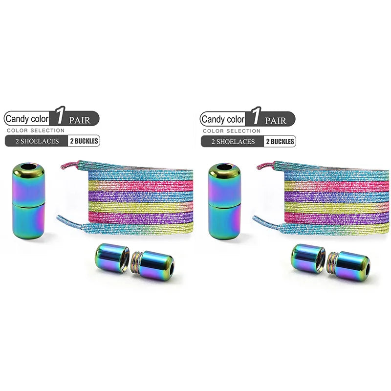 1Pair/2Pairs/4Pairs No Tie Shoe Laces Colorful Buckle Shoelaces Pearl Light Colorful Fashion Without Ties Elastic Laces Sneaker--ANDROMEDA QUINNS | AURELLE'S-ANDROMEDA QUINNS | AURELLE'S