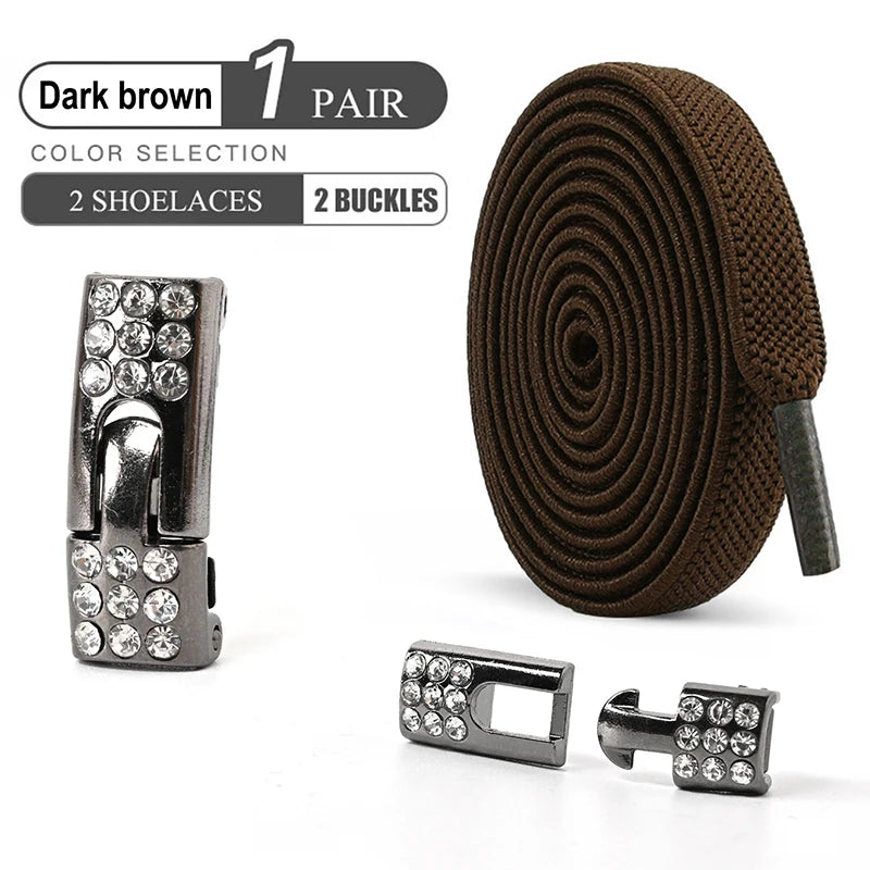 No Tie Shoe Laces Diamond Buckle Elastic Laces Shoelaces Sneaker Kids Adult Shoelace Suitable For Sports Casual Shoes Boots--ANDROMEDA QUINNS | AURELLE'S-ANDROMEDA QUINNS | AURELLE'S