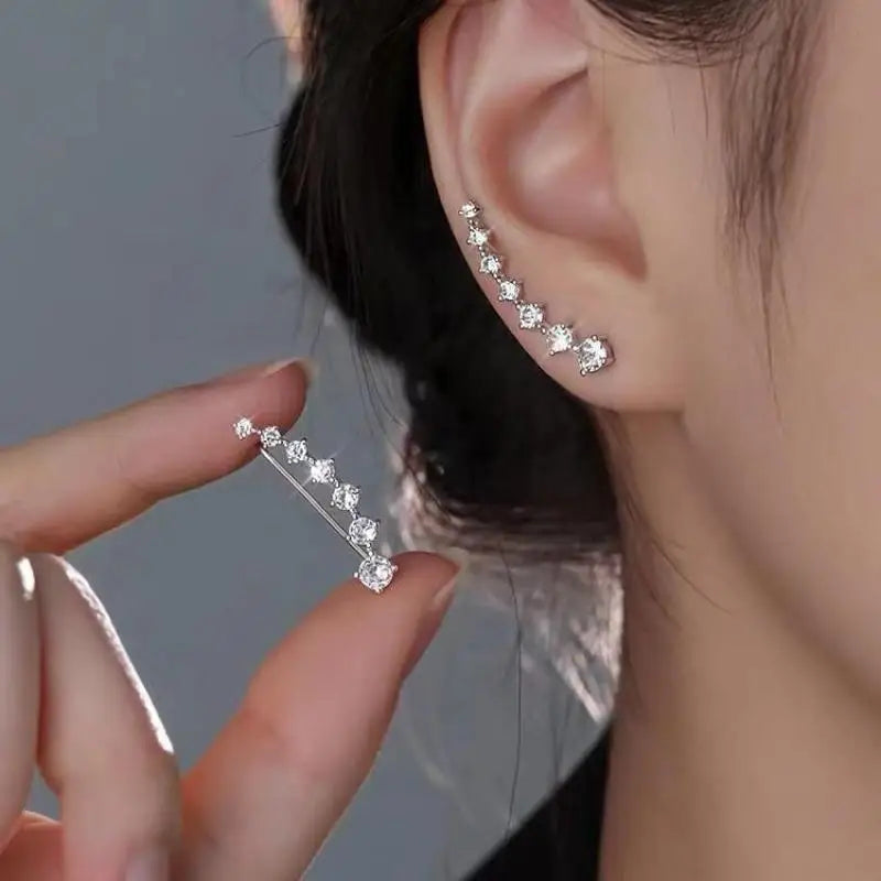 925 Silver Needle Green Flower Earrings For Women Korean Fashion Jewelry 2025 Trending Luxury Zircon Leaf Women's Stud Earrings--ANDROMEDA QUINNS | AURELLE'S-ANDROMEDA QUINNS | AURELLE'S