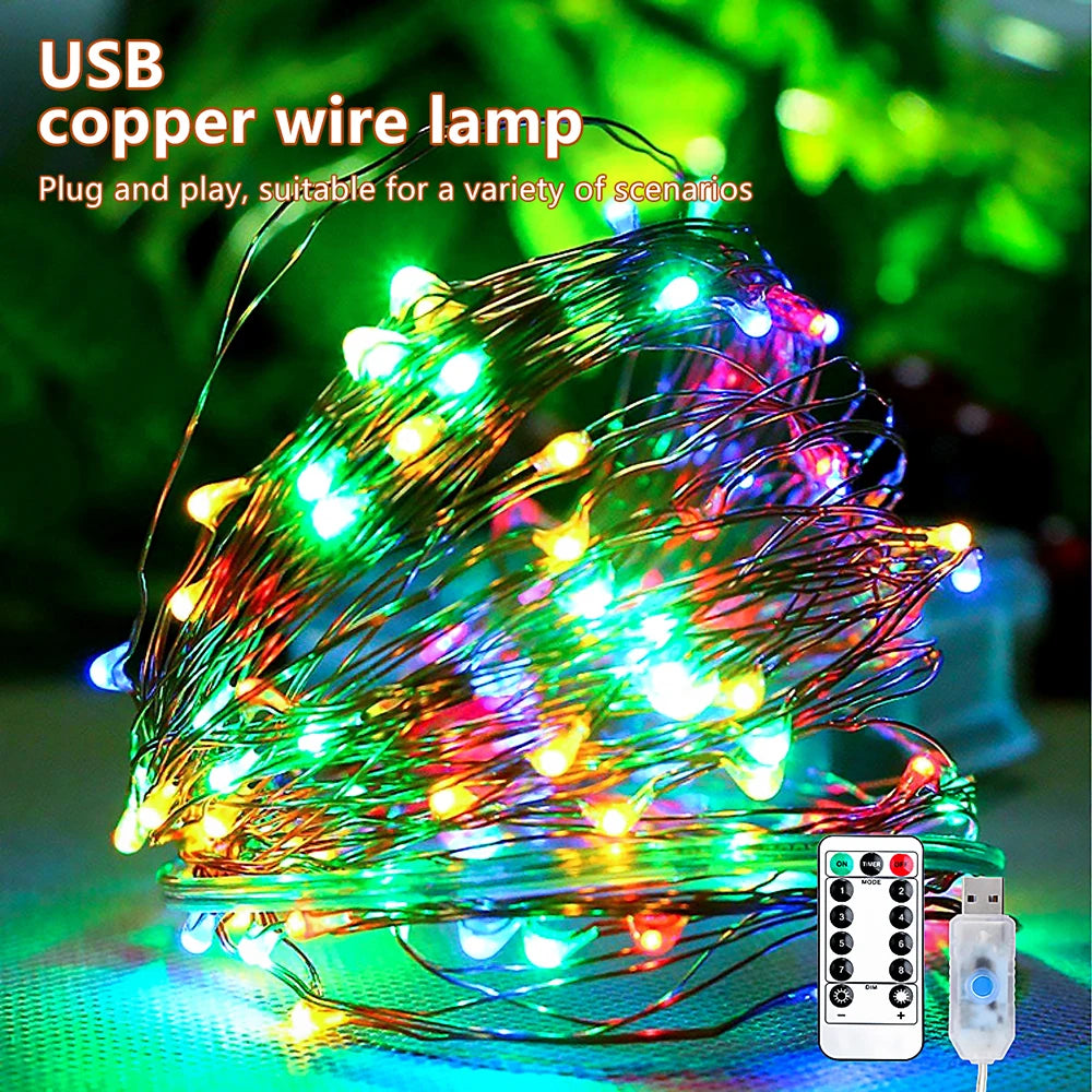 5M/10M/20M USB LED String Lights Copper Silver Wire Garland Light Waterproof Fairy Lights For Christmas Wedding Party Decorative--ANDROMEDA QUINNS | AURELLE'S-ANDROMEDA QUINNS | AURELLE'S
