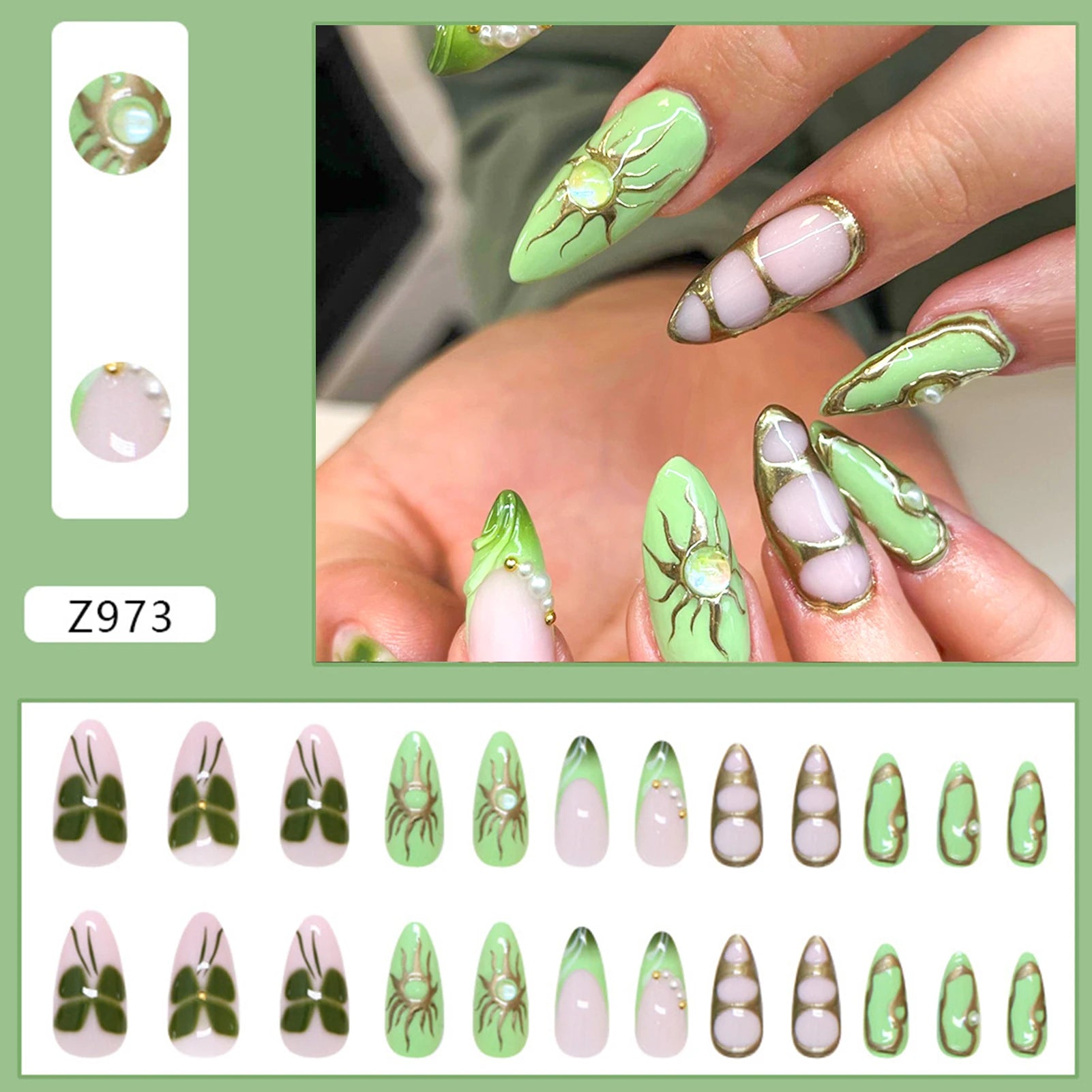 24pcs White Flower Fake Nail Tips Ins Yellow Pink Blush False Nails Wearable Full Cover European Almond Shaped Press on Nails--ANDROMEDA QUINNS | AURELLE'S-ANDROMEDA QUINNS | AURELLE'S