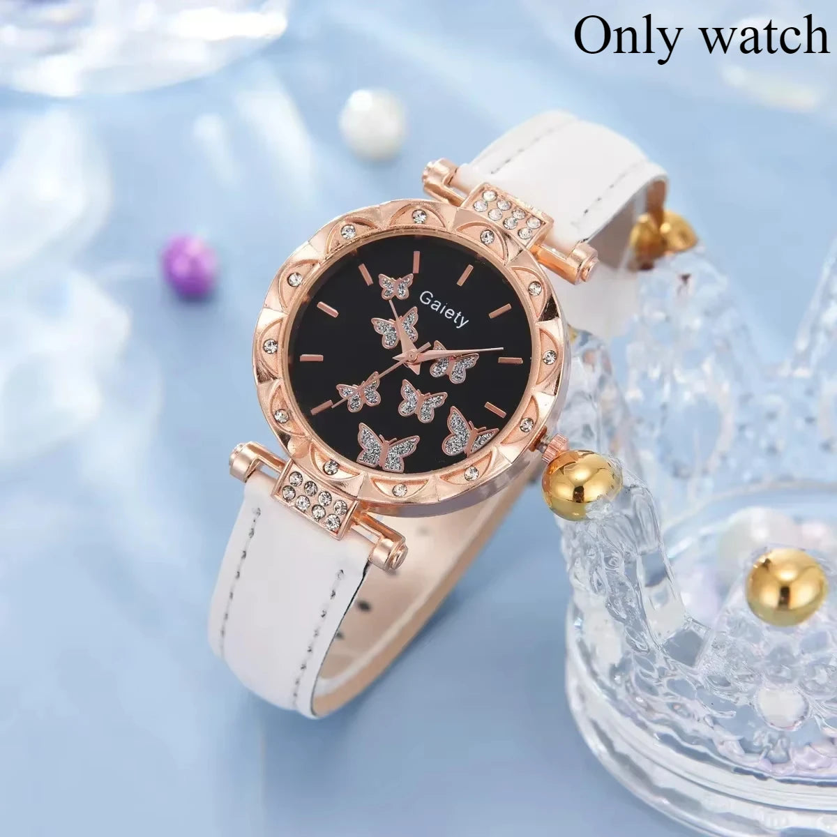 6/1pcs Set Women Watch Ring Necklace Earrings Bracelet Set Watches Butterfly Leather Strap Ladies Quartz WristWatch (No Box)--ANDROMEDA QUINNS | AURELLE'S-ANDROMEDA QUINNS | AURELLE'S