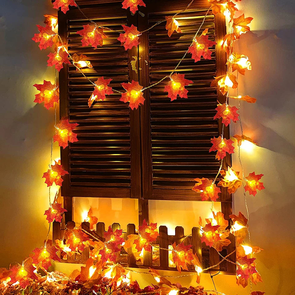 Thanksgiving Decorations Lighted Fall Garland Maple Leaves String Lights for Indoor Holiday Autumn Home Party Halloween Decor--ANDROMEDA QUINNS | AURELLE'S-ANDROMEDA QUINNS | AURELLE'S