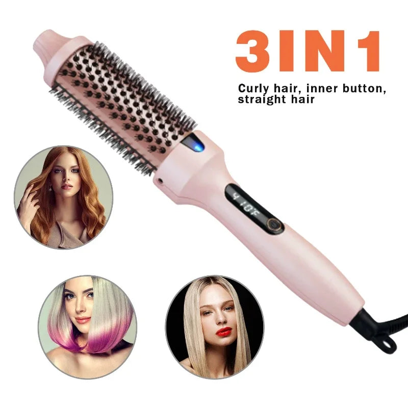 Hot Sale Portable Ionic Straightening Hair Curler Round Brush Hair Styling Tool Electric Infrared Heated Comb Hair Styling Brush--ANDROMEDA QUINNS | AURELLE'S-ANDROMEDA QUINNS | AURELLE'S
