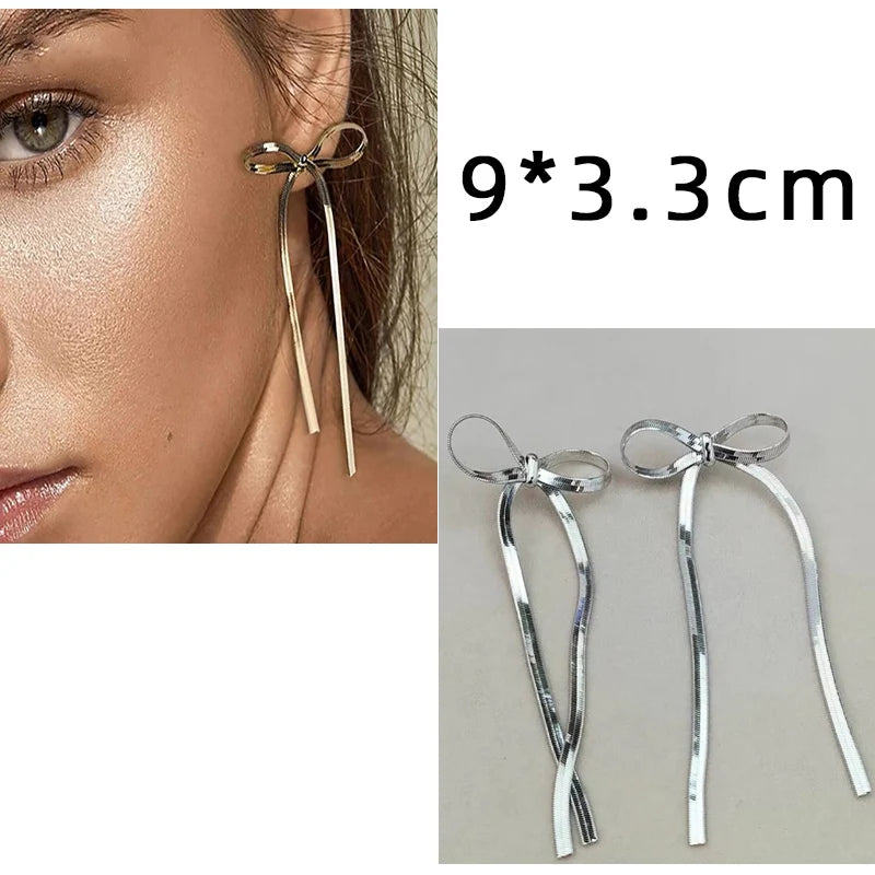 Drop Zircon Long Tassel Earrings Female Rhinestone Wedding Pendant Earrings Party Jewelry Silver Color Fashion Ear Accessories--ANDROMEDA QUINNS | AURELLE'S-ANDROMEDA QUINNS | AURELLE'S