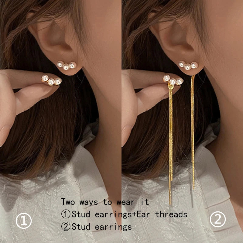 Drop Zircon Long Tassel Earrings Female Rhinestone Wedding Pendant Earrings Party Jewelry Silver Color Fashion Ear Accessories--ANDROMEDA QUINNS | AURELLE'S-ANDROMEDA QUINNS | AURELLE'S