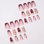 24Pcs Retro Flower Long Coffin French Fake Nails Caviar Bead Floral Gold Hollow Design Press On Nail Tips Y2k Acrylic False Nail--ANDROMEDA QUINNS | AURELLE'S-ANDROMEDA QUINNS | AURELLE'S