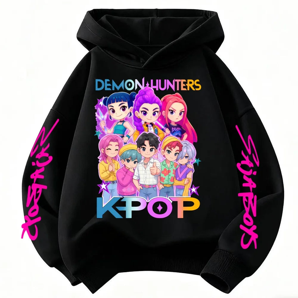 Girls Fashion Casual Sweatshirt Movie New Kids K-Pop Demon Hunters Hooded Tops Toddler Girl Clothes KPop DeCasual Girls Clothing