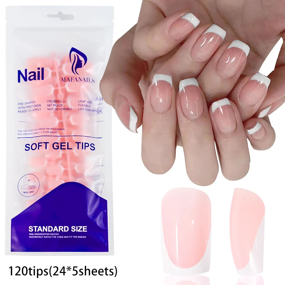 120Pcs/box Matte Pink French Press On Nails Acrylic Long Square Fake Nails Tips Full Cover Women Extension Wearable False Nails---ANDROMEDA QUINNS | AURELLE'S-ANDROMEDA QUINNS | AURELLE'S