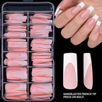 120Pcs/box Matte Pink French Press On Nails Acrylic Long Square Fake Nails Tips Full Cover Women Extension Wearable False Nails---ANDROMEDA QUINNS | AURELLE'S-ANDROMEDA QUINNS | AURELLE'S