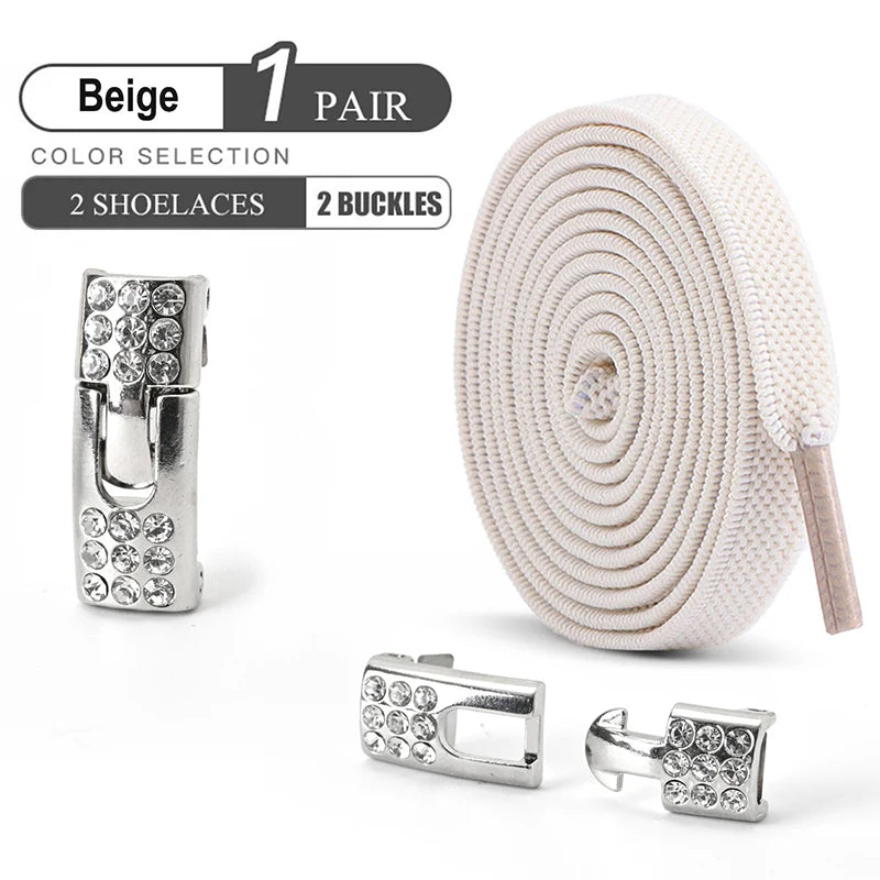No Tie Shoe Laces Diamond Buckle Elastic Laces Shoelaces Sneaker Kids Adult Shoelace Suitable For Sports Casual Shoes Boots--ANDROMEDA QUINNS | AURELLE'S-ANDROMEDA QUINNS | AURELLE'S