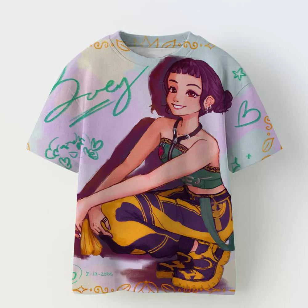 Kpop Demon Hunters T-shirts for Boys Girls Anime Cartoon Cute Short Sleeved Top Children Summer Fashion T-shirt Kids Clothes