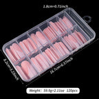 120Pcs/box Matte Pink French Press On Nails Acrylic Long Square Fake Nails Tips Full Cover Women Extension Wearable False Nails---ANDROMEDA QUINNS | AURELLE'S-ANDROMEDA QUINNS | AURELLE'S