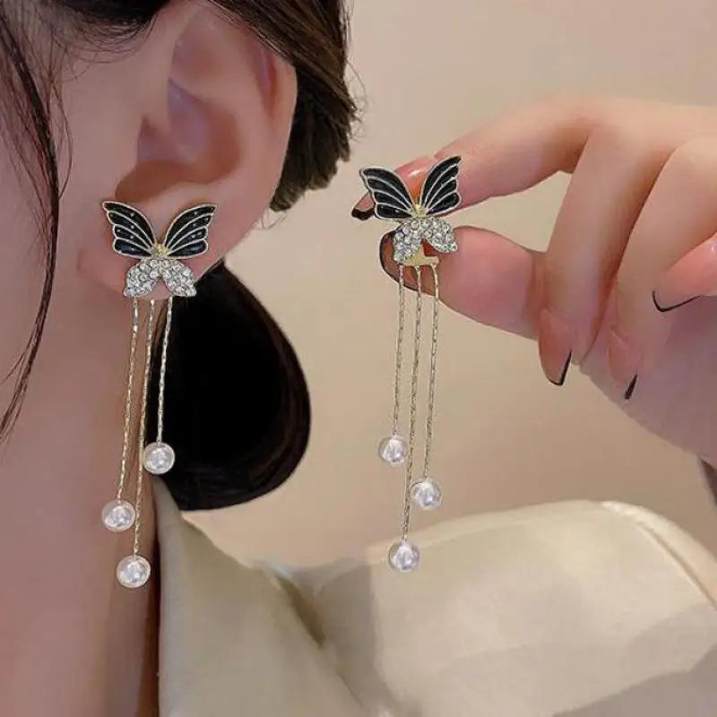 925 Silver Needle Vintage Green Crystal Butterfly Drop Earrings For Women Jewelry 2025 Trending Luxury Zircon Women's Earrings--ANDROMEDA QUINNS | AURELLE'S-ANDROMEDA QUINNS | AURELLE'S