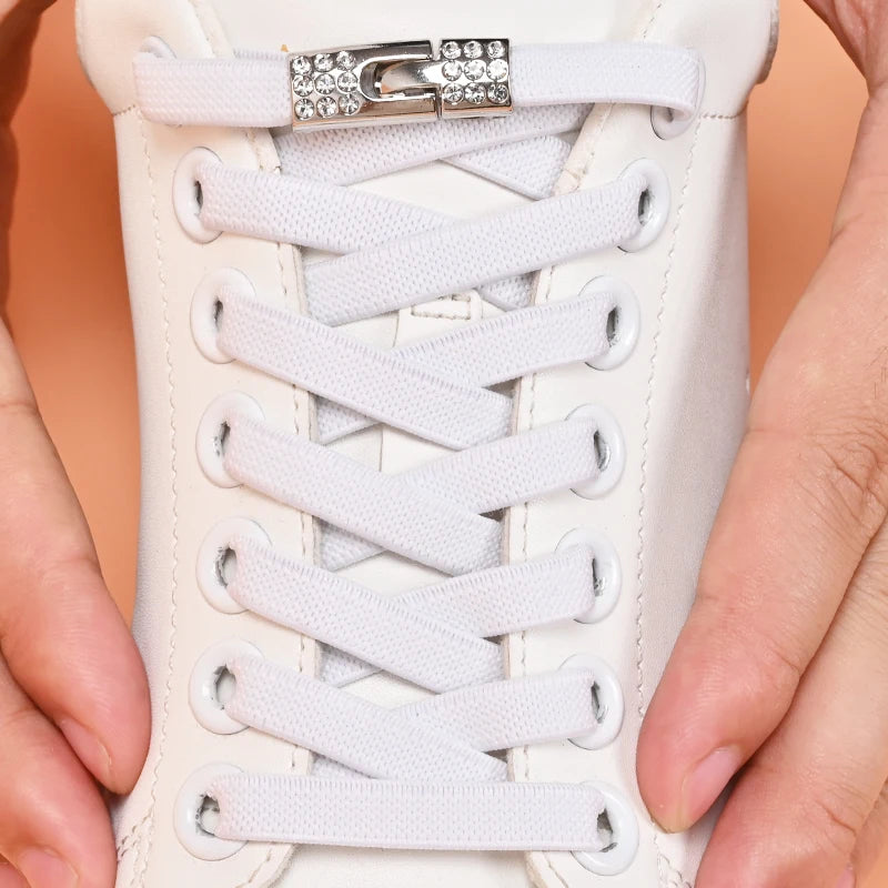 No Tie Shoe Laces Diamond Buckle Elastic Laces Shoelaces Sneaker Kids Adult Shoelace Suitable For Sports Casual Shoes Boots--ANDROMEDA QUINNS | AURELLE'S-ANDROMEDA QUINNS | AURELLE'S