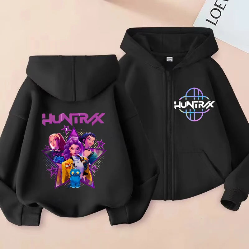 Y2k  Zip Up Sweatshirts Kpop Demon Hunters Hoodie Coat Children Clothes Kid Girl Boy Sweatshirt Zipper Hoody Baby Casual Top