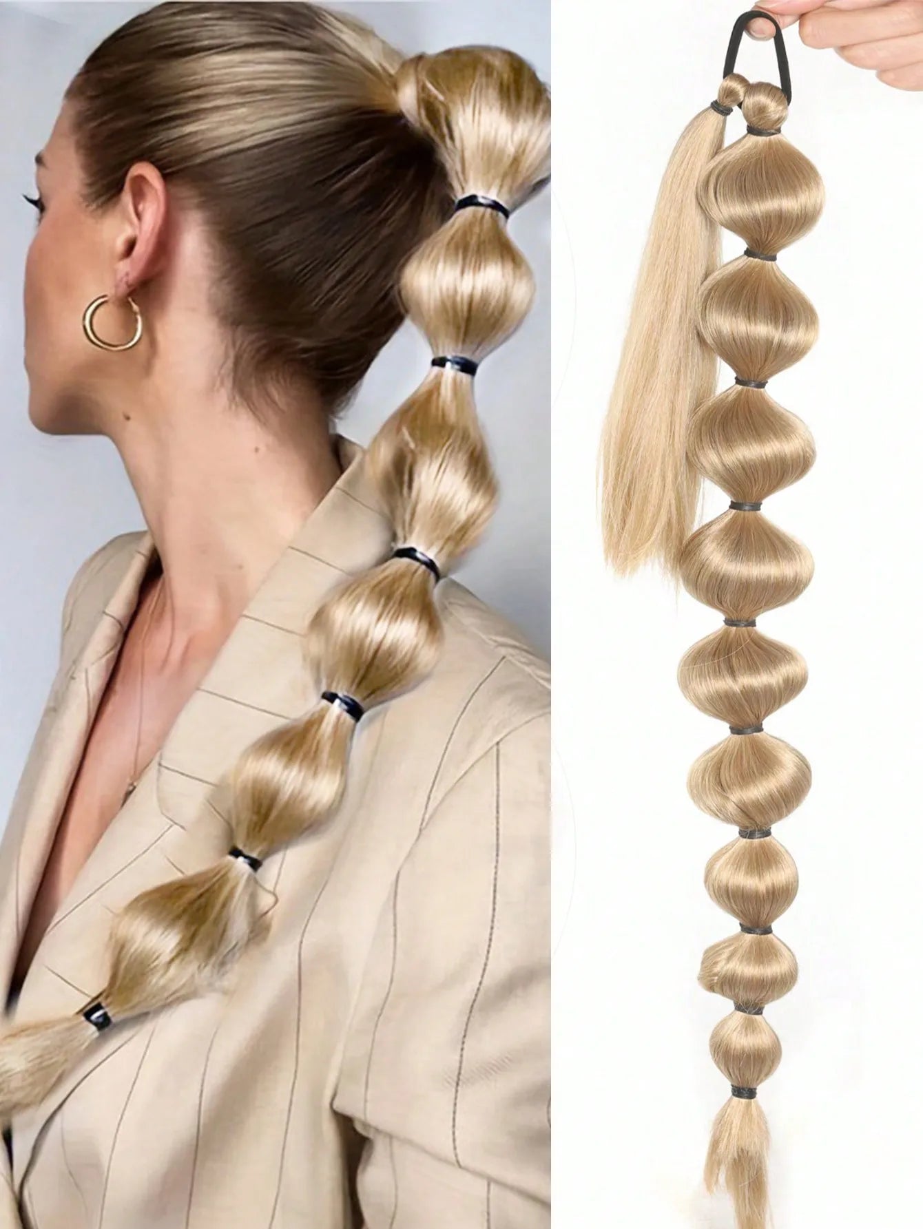 Bubble Ponytail Extension Synthetic Warp Around Ponytail Hair Extensions For Women Lantern Bubble Ponytail Natural Black Brown