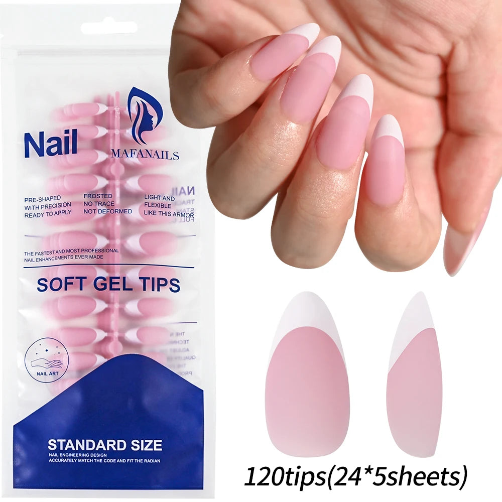 120pcs Pink French Tip Press-On Nails Medium Length Square Shape With Glossy Finish False Nails Full Cover Pre-Shaped Fake Nails--ANDROMEDA QUINNS | AURELLE'S-ANDROMEDA QUINNS | AURELLE'S