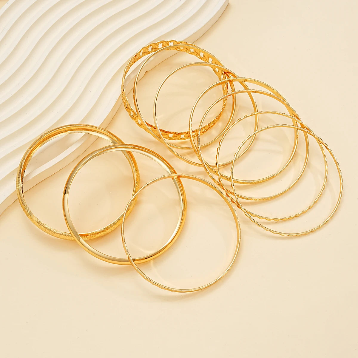 10 Pcs Punk Trendy Multilayer Bracelets Set for Women Elegant Delicate Twist Sparkling Adjustable Bangles Jewelry Couples Gifts--ANDROMEDA QUINNS | AURELLE'S-ANDROMEDA QUINNS | AURELLE'S