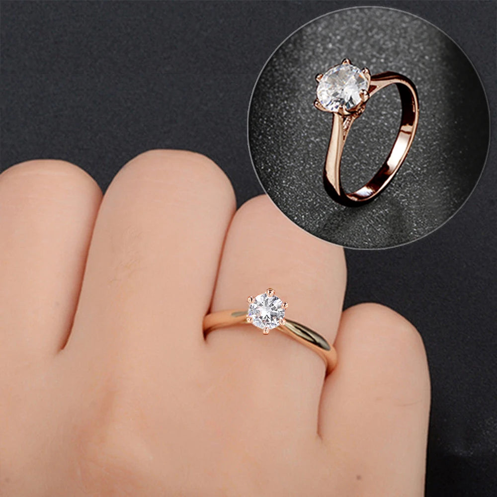 Classic Wedding Rings For Women Forever Simple Six Claws Zirconia Fashion Solitaire Engagement Marriage Gift Ring Jewelry KCR033--ANDROMEDA QUINNS | AURELLE'S-ANDROMEDA QUINNS | AURELLE'S